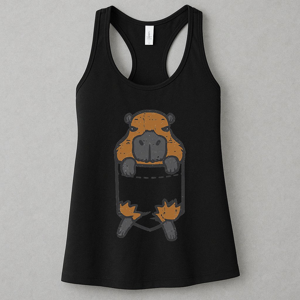 Capybara Feet Pocket Cute Capy Rodent Womens Tank Top