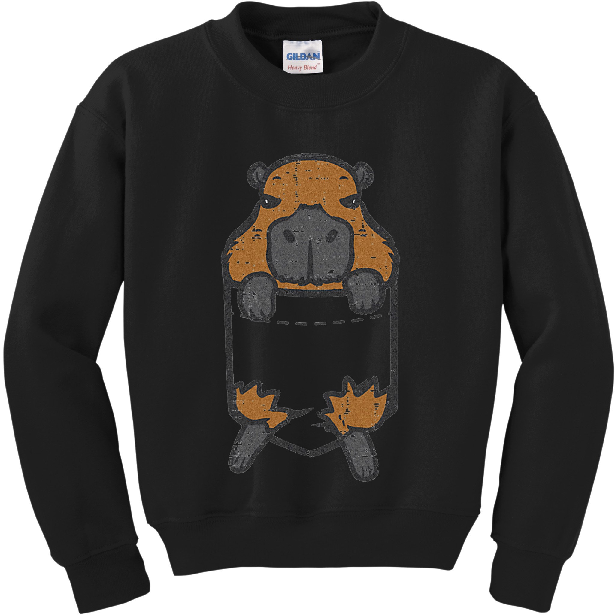 Capybara Feet Pocket Cute Capy Rodent Kids Sweatshirt