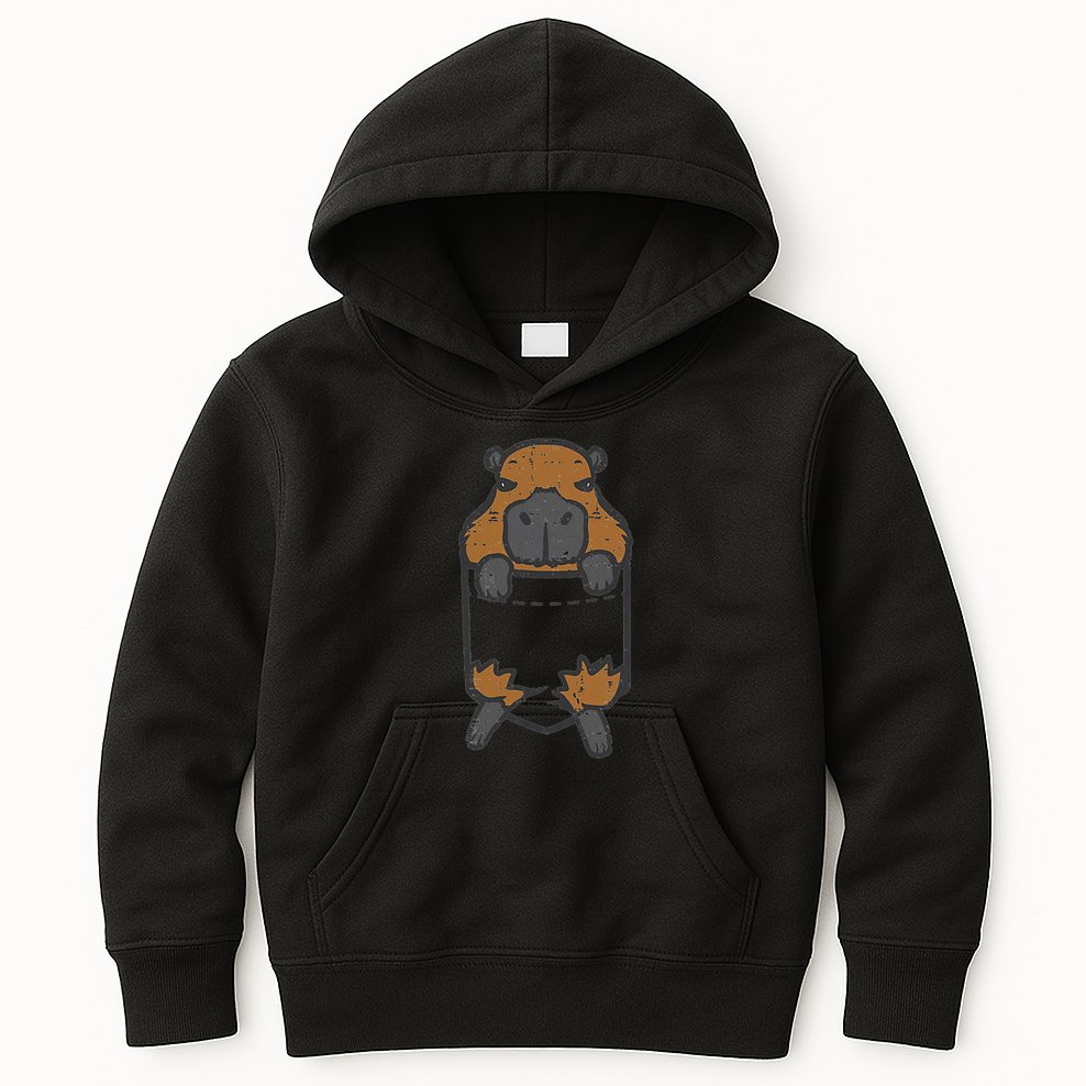 Capybara Feet Pocket Cute Capy Rodent Kids Hoodie