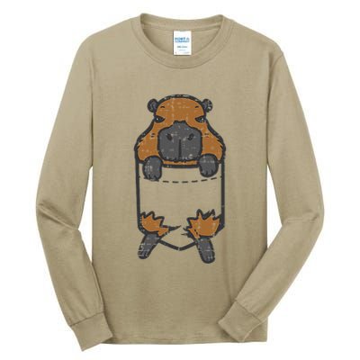 Capybara Feet Pocket Cute Capy Rodent Tall Long Sleeve T-Shirt