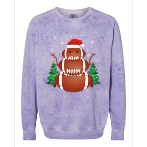 Christmas Football Player Xmas Santa Reindeer Gift Colorblast Crewneck Sweatshirt