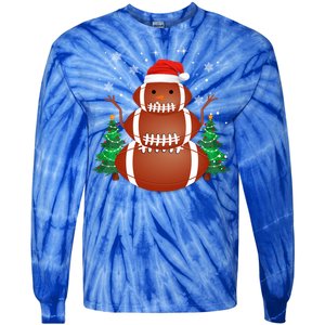 Christmas Football Player Xmas Santa Reindeer Gift Tie-Dye Long Sleeve Shirt