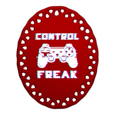 Control Freak Play Arcade Game Over Playing Games Gaming Win Cool Gift Ceramic Oval Ornament