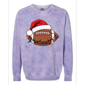 Christmas Football Player Xmas Lights Santa Sports Colorblast Crewneck Sweatshirt