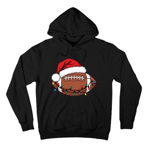 Christmas Football Player Xmas Lights Santa Sports Hoodie