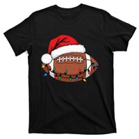 Christmas Football Player Xmas Lights Santa Sports T-Shirt