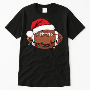 Christmas Football Player Xmas Lights Santa Sports Tall T-Shirt