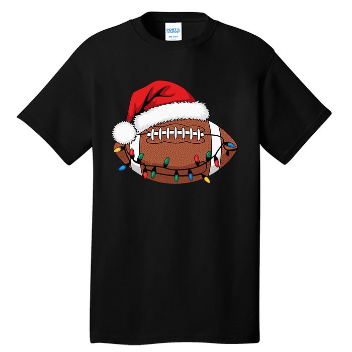 Christmas Football Player Xmas Lights Santa Sports Tall T-Shirt