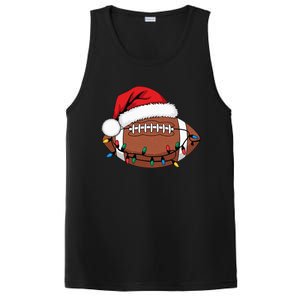 Christmas Football Player Xmas Lights Santa Sports PosiCharge Competitor Tank