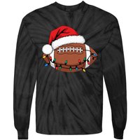 Christmas Football Player Xmas Lights Santa Sports Tie-Dye Long Sleeve Shirt