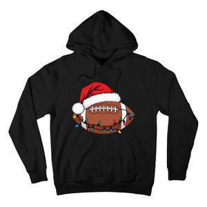 Christmas Football Player Xmas Lights Santa Sports Tall Hoodie