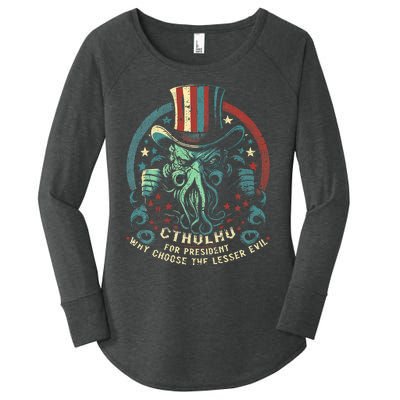 Cthulhu For President Election 2024 Cosmic Horror Cthulhu Women's Perfect Tri Tunic Long Sleeve Shirt