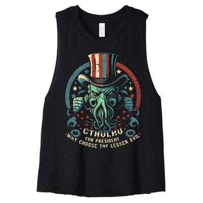 Cthulhu For President Election 2024 Cosmic Horror Cthulhu Women's Racerback Cropped Tank