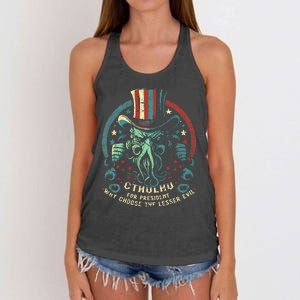 Cthulhu For President Election 2024 Cosmic Horror Cthulhu Women's Knotted Racerback Tank