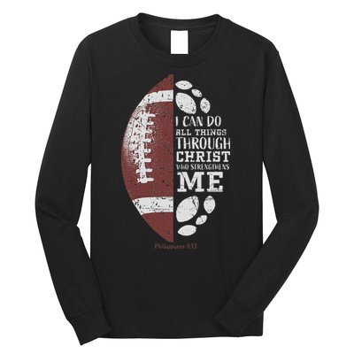Christian Football Philippians 413 Religious Verse Faith Long Sleeve Shirt