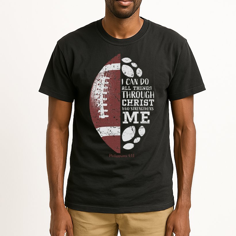 Christian Football Philippians 413 Religious Verse Faith Tall T-Shirt