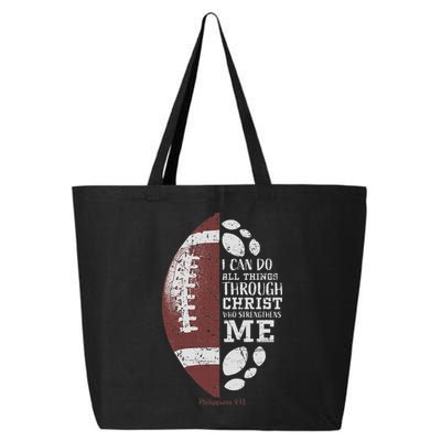 Christian Football Philippians 413 Religious Verse Faith 25L Jumbo Tote