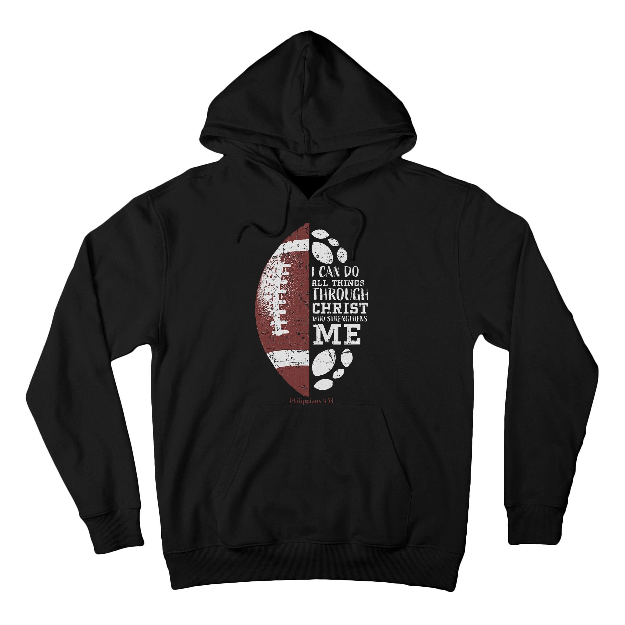 Christian Football Philippians 413 Religious Verse Faith Tall Hoodie