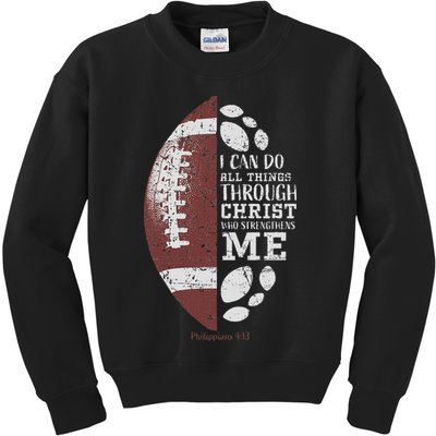 Christian Football Philippians 413 Religious Verse Faith Kids Sweatshirt