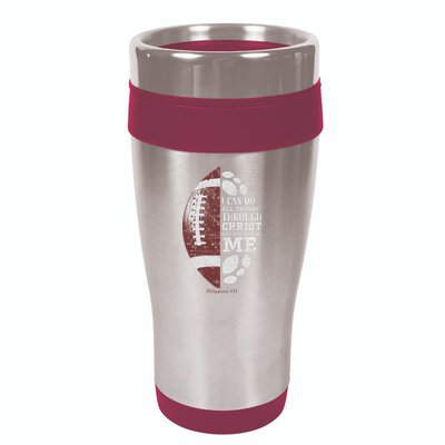 Christian Football Philippians 413 Religious Verse Faith 16oz Travel Tumbler