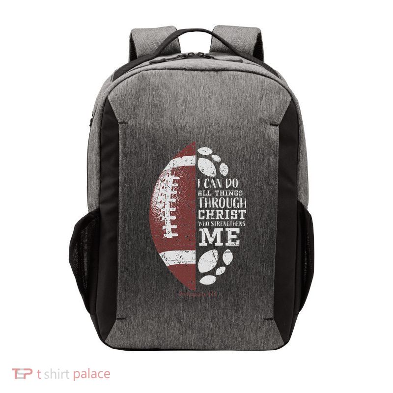 Christian Football Philippians 413 Religious Verse Faith Vector Backpack