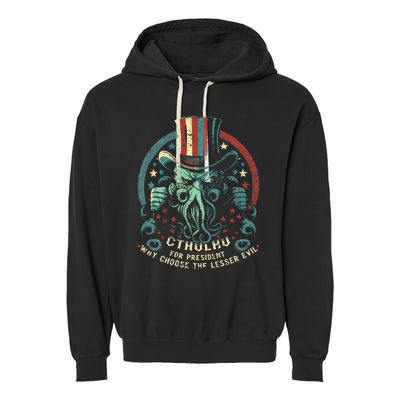 Cthulhu For President Election 2024 Cosmic Horror Garment-Dyed Fleece Hoodie