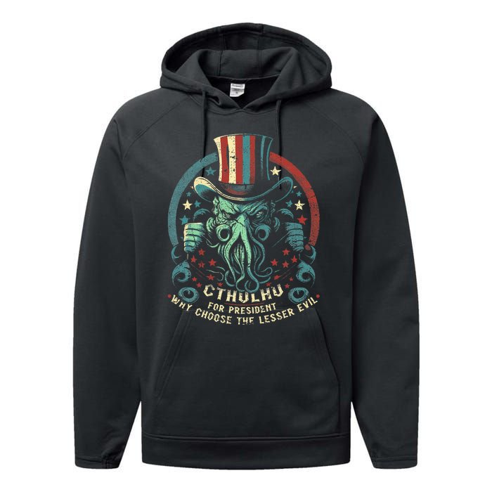 Cthulhu For President Election 2024 Cosmic Horror Performance Fleece Hoodie