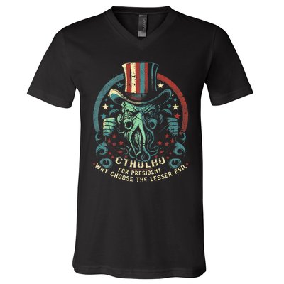 Cthulhu For President Election 2024 Cosmic Horror V-Neck T-Shirt