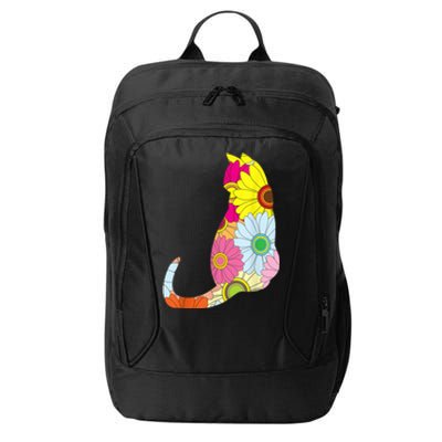 Cute Flower Power Hippie Cat Silhouette City Backpack