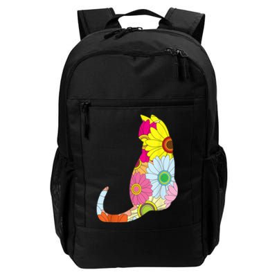 Cute Flower Power Hippie Cat Silhouette Daily Commute Backpack