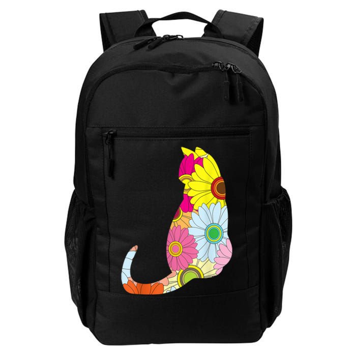 Cute Flower Power Hippie Cat Silhouette Daily Commute Backpack