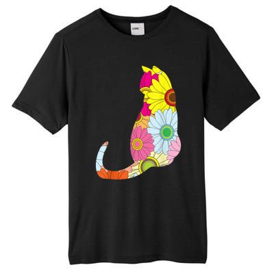 Cute Flower Power Hippie Cat Silhouette Tall Fusion ChromaSoft Performance T-Shirt