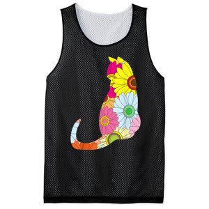 Cute Flower Power Hippie Cat Silhouette Mesh Reversible Basketball Jersey Tank