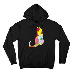 Cute Flower Power Hippie Cat Silhouette Tall Hoodie