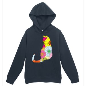 Cute Flower Power Hippie Cat Silhouette Urban Pullover Hoodie