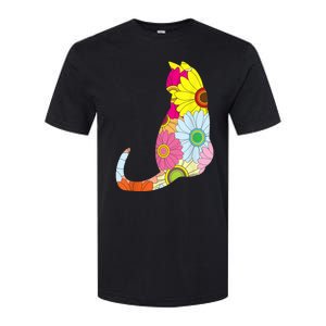 Cute Flower Power Hippie Cat Silhouette Softstyle CVC T-Shirt