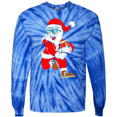 Chistmas Football Player Coach Touchdown Reindeer Xmas Gift Tie-Dye Long Sleeve Shirt