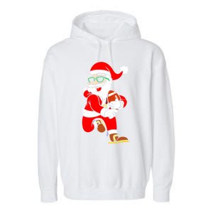 Chistmas Football Player Coach Touchdown Reindeer Xmas Gift Garment-Dyed Fleece Hoodie