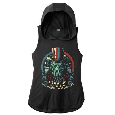 Cthulhu For President Election 2024 Cosmic Horror Cthulhu Ladies PosiCharge Tri-Blend Wicking Draft Hoodie Tank