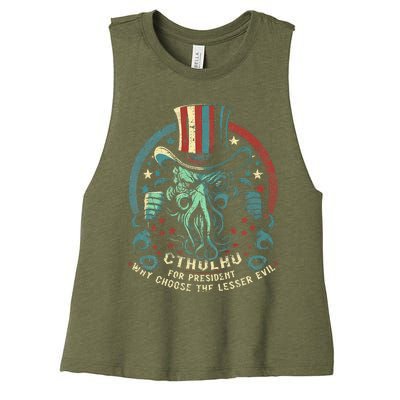 Cthulhu For President Election 2024 Cosmic Horror Cthulhu Women's Racerback Cropped Tank