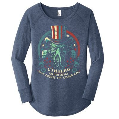 Cthulhu For President Election 2024 Cosmic Horror Cthulhu Women's Perfect Tri Tunic Long Sleeve Shirt