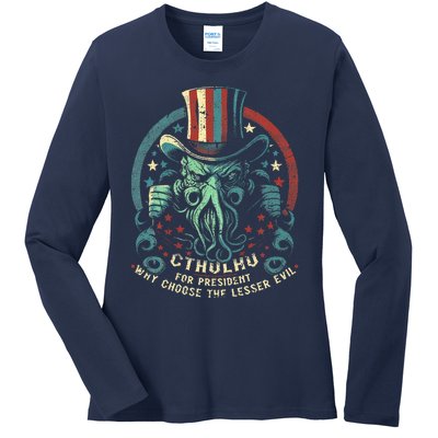 Cthulhu For President Election 2024 Cosmic Horror Cthulhu Ladies Long Sleeve Shirt