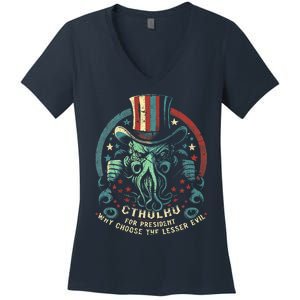 Cthulhu For President Election 2024 Cosmic Horror Cthulhu Women's V-Neck T-Shirt