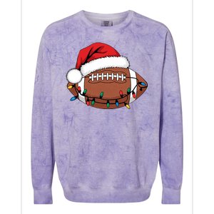 Christmas Football Player Xmas Lights Santa Sports Colorblast Crewneck Sweatshirt