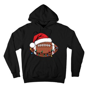 Christmas Football Player Xmas Lights Santa Sports Hoodie