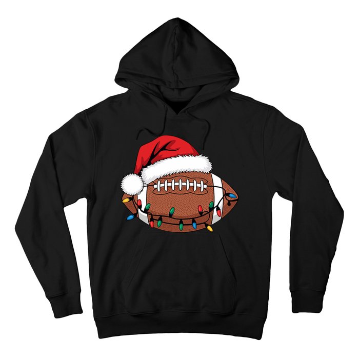 Christmas Football Player Xmas Lights Santa Sports Hoodie