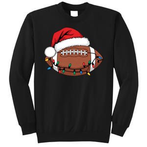 Christmas Football Player Xmas Lights Santa Sports Sweatshirt