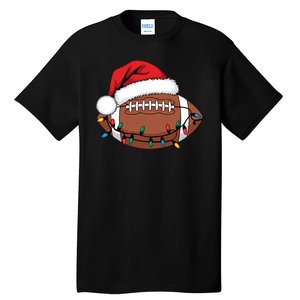 Christmas Football Player Xmas Lights Santa Sports Tall T-Shirt