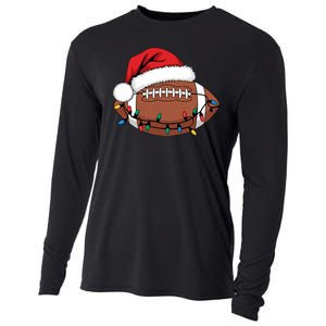 Christmas Football Player Xmas Lights Santa Sports Cooling Performance Long Sleeve Crew