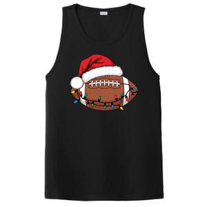 Christmas Football Player Xmas Lights Santa Sports PosiCharge Competitor Tank